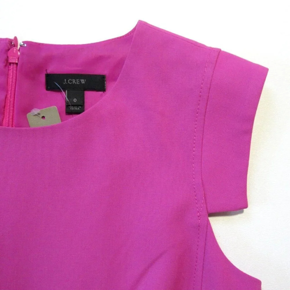 NWT J.Crew Resume Sheath in Vivid Flamingo Pink Stretch Wool Dress 0 $188